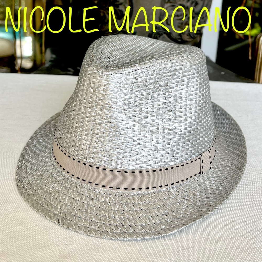 NICOLE MARCIANO Fedora straw hat SILVER